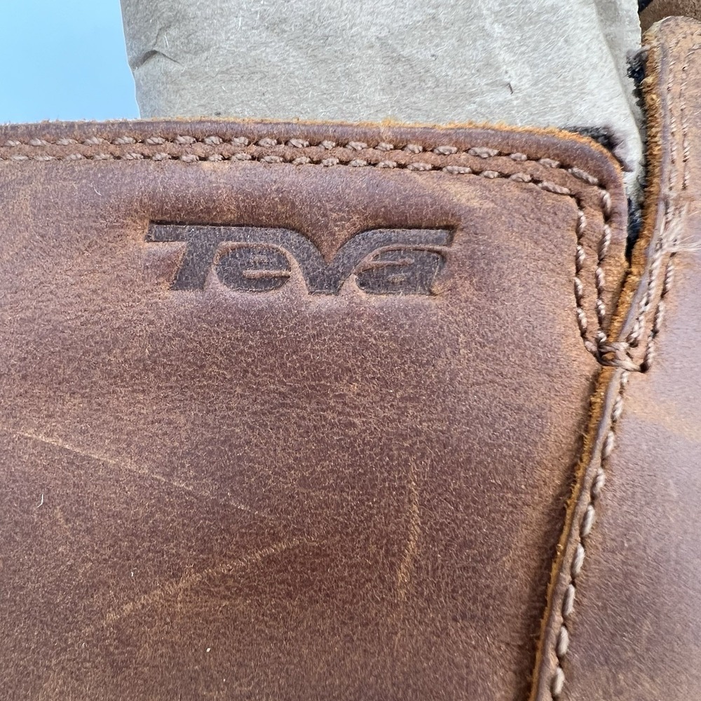 Teva De La Vina Tall Riding Boots Women's 9 Brown Leather Zip Waterproof 1003011 - Picture 8 of 11